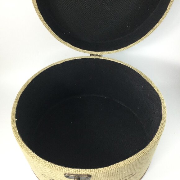 Have one to sell? Sell now Round Storage Hard Box with Lid Fabric Linen Faux Lea - Picture 4 of 6